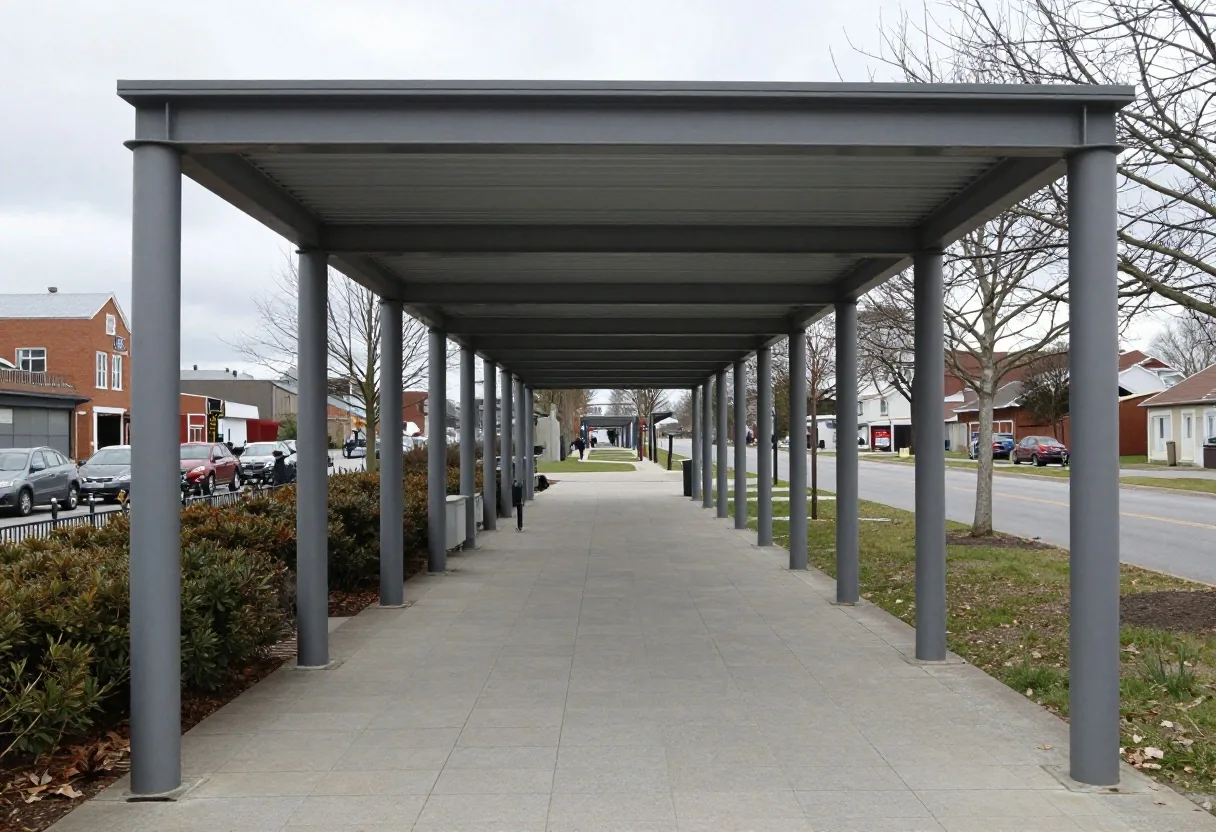 Covered pedestrian walkway at Melbourne Airport terminal concourse