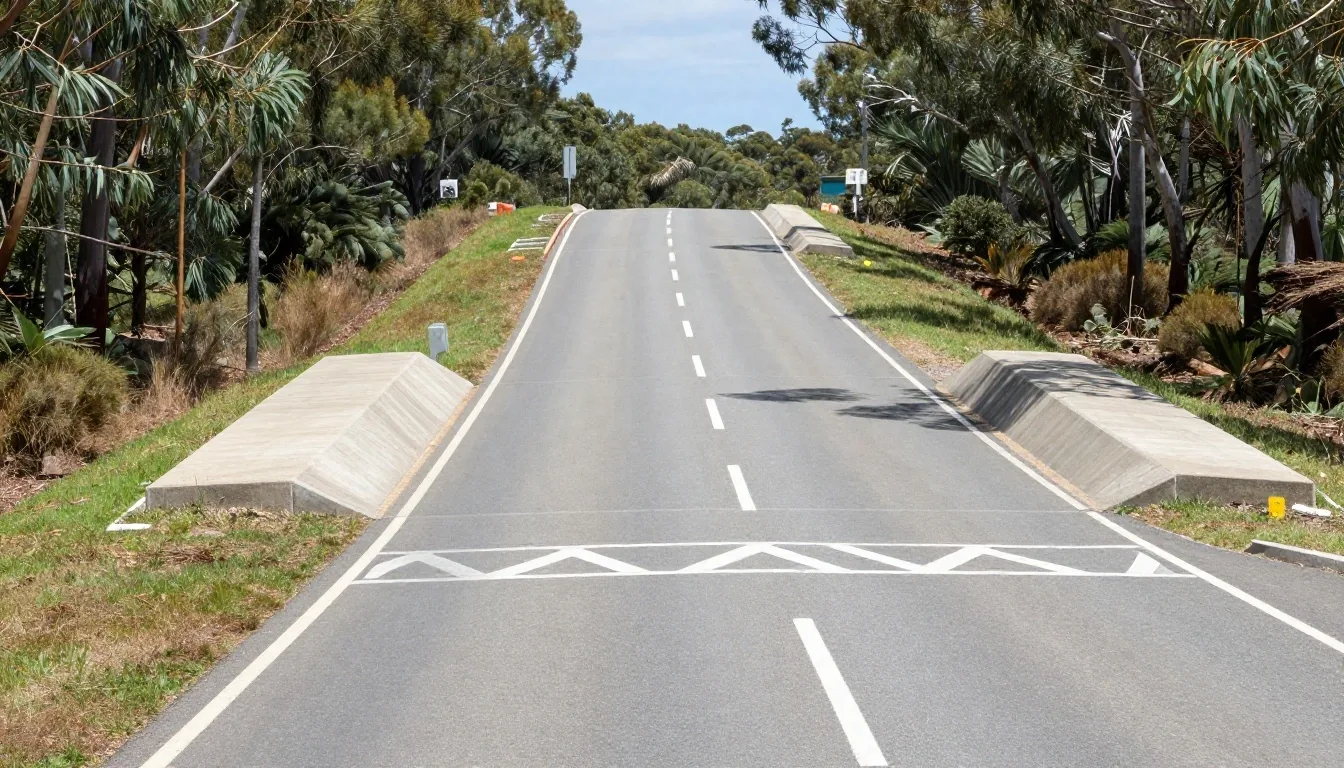 Overhead gantry road signs and motorway lanes approaching Melbourne Airport terminals