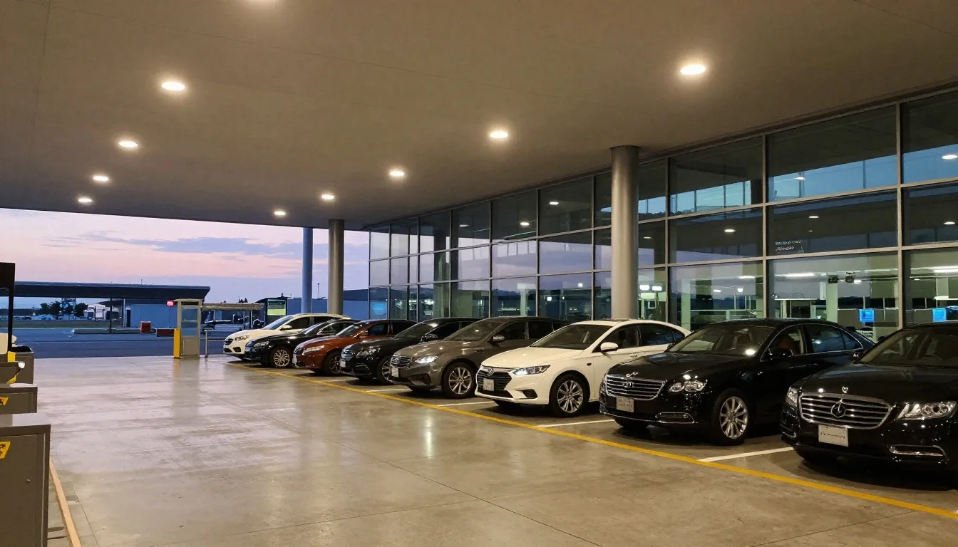 Melbourne Airport premium valet and executive drop-off forecourt at dusk